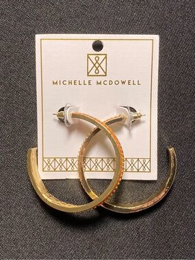💘 Michelle McDowell Navy Blue And Orange Meaghan Large Metal Hoop Earrings